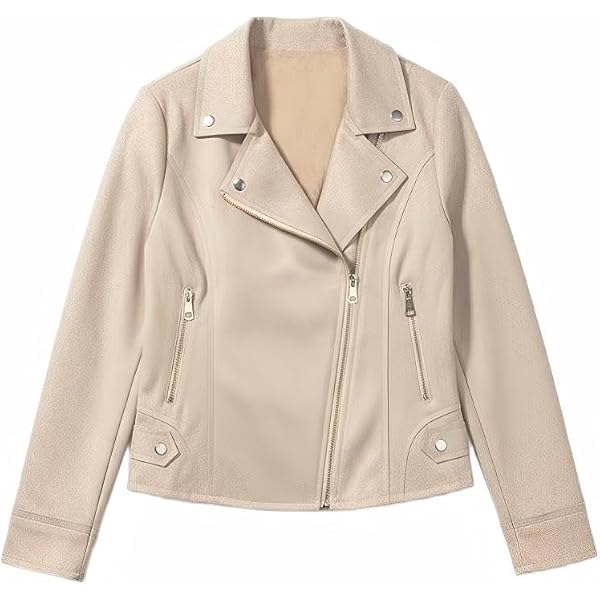 XINBOBLISS Women's Oversized Short Faux Leather Moto Jacket, Zip